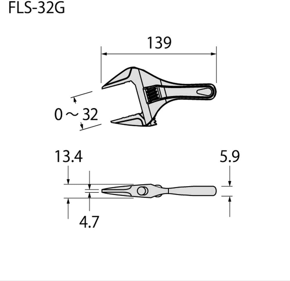 Fujiya ThinLine JIS Cresent Wrench (FLS-32G-F)