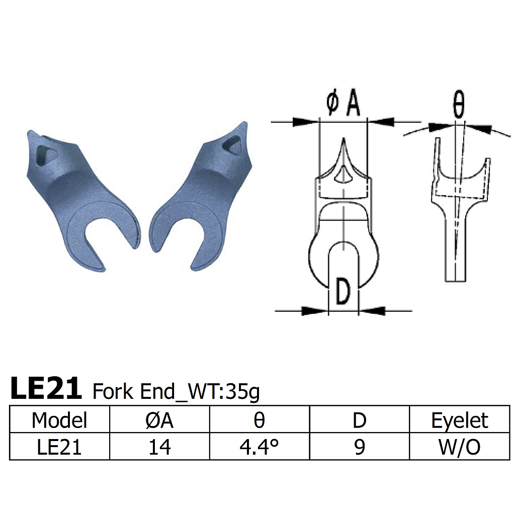 Long Shen Fork End Set QR (LE21) PAIR
