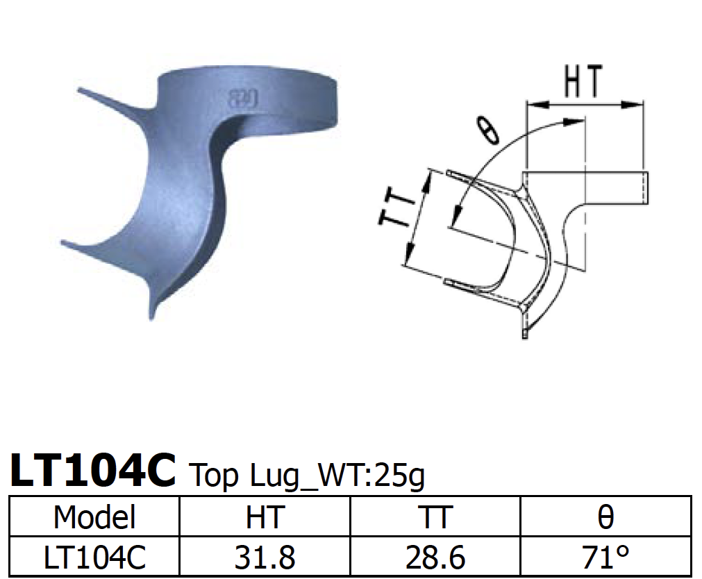 Long Shen 104 Series Top Lug, 1" x 28.6mm (LT104C)