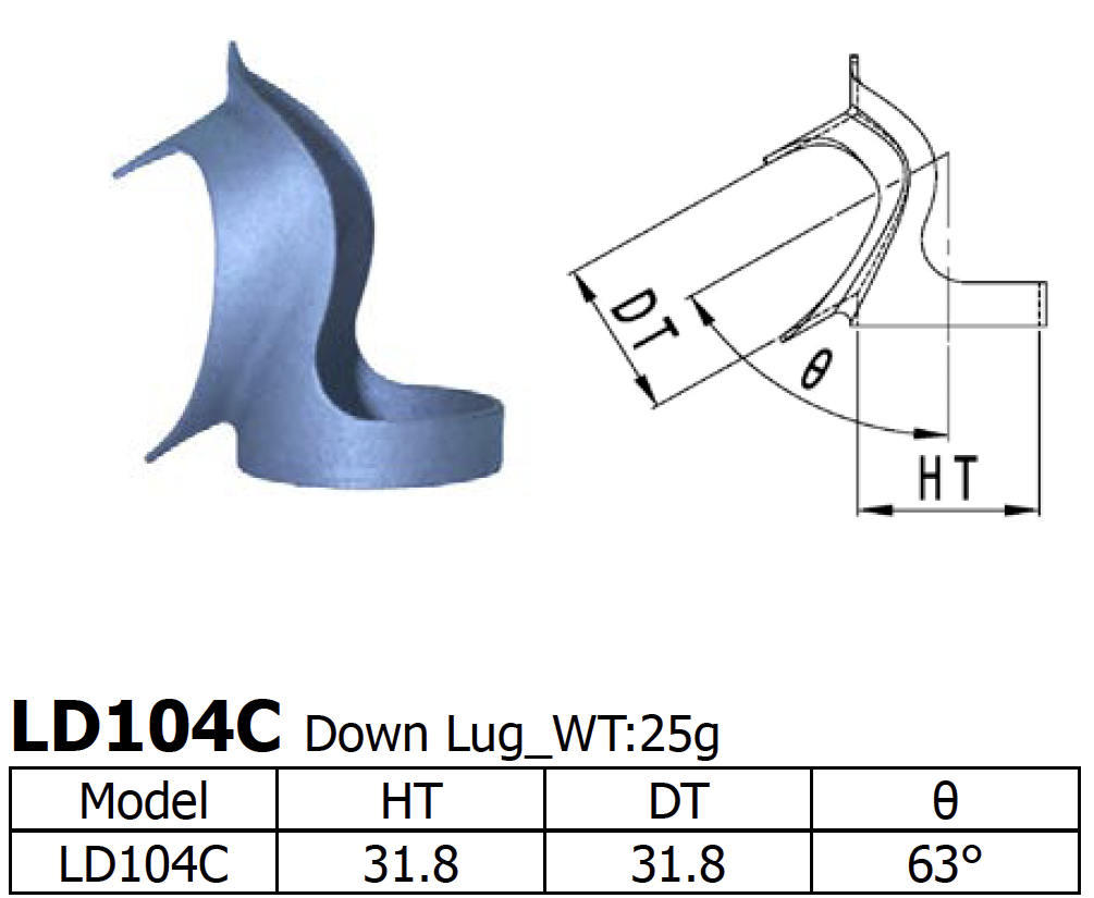 Long Shen 104 Series Down Lug 1&quot; x 31.8mm (LD104C)