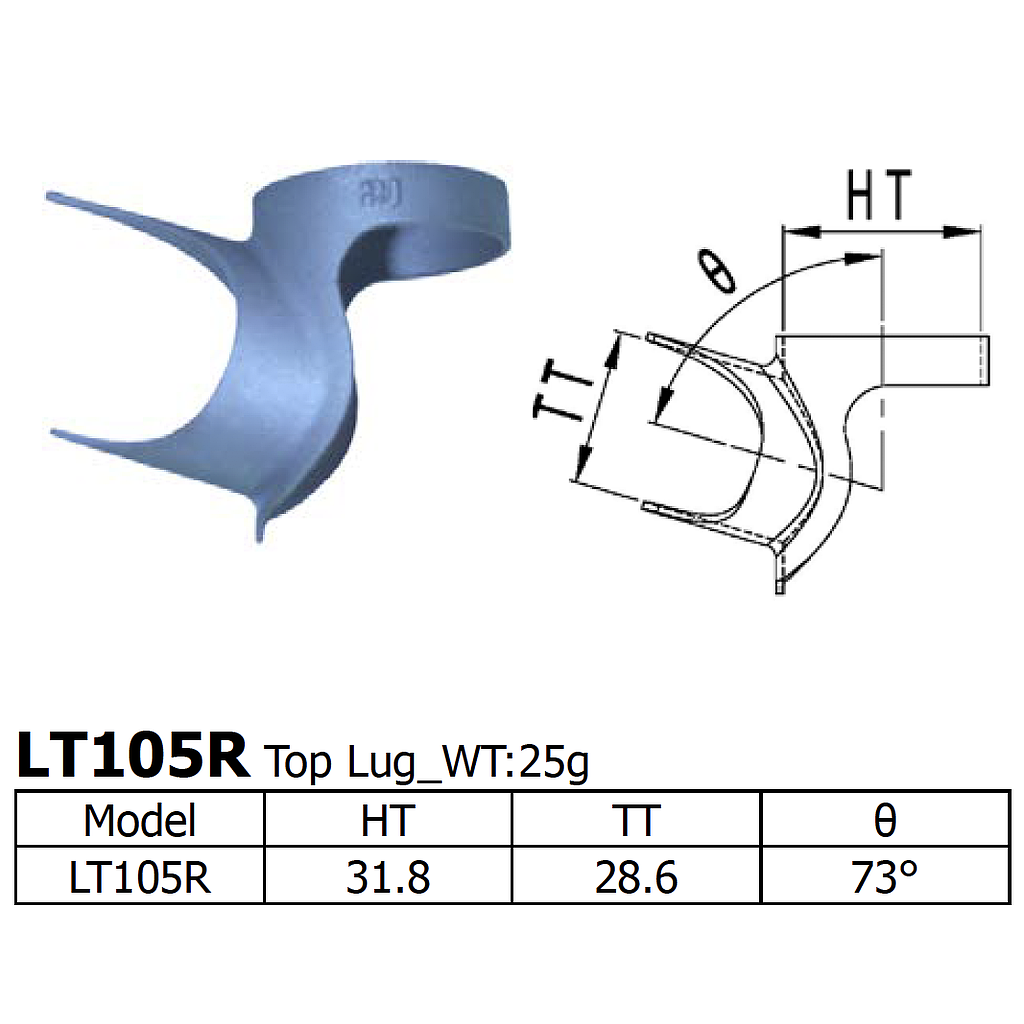 Long Shen 105 Series Top Lug 1&quot; x 28.6mm (LT105R)
