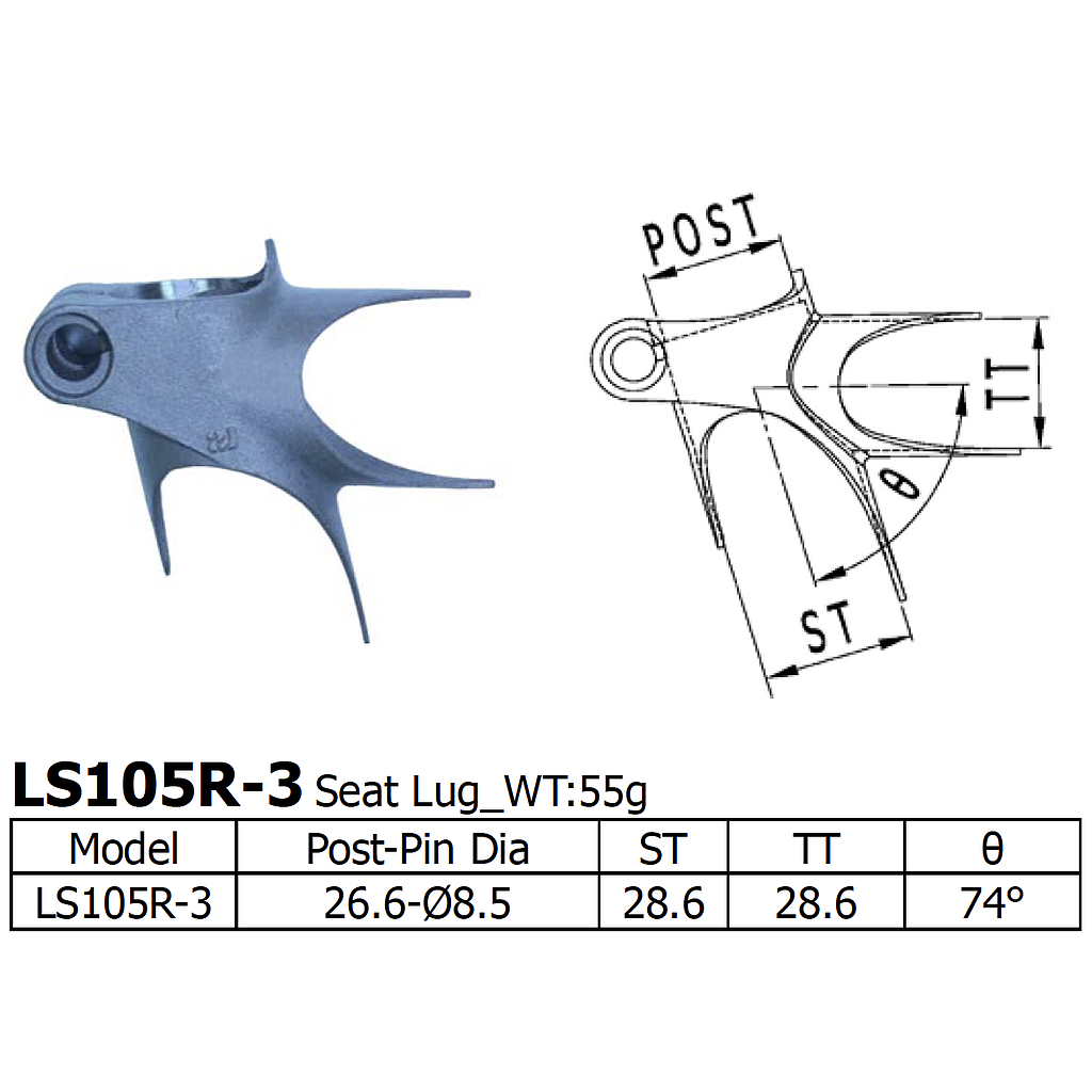 Long Shen 105 Series Seat Lug (28.6/28.6) (LS105R-3)