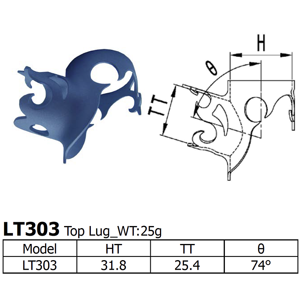 Long Shen 303 Series Top Lug 1" x 25.4mm (LT303)