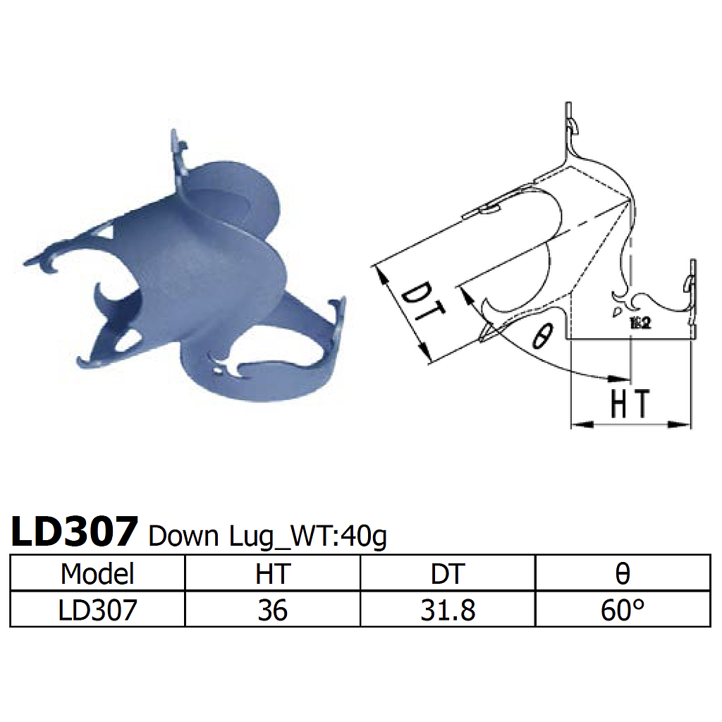 Long Shen 307 Series Down Lug 1-1/8&quot; x 31.8mm (LD307)