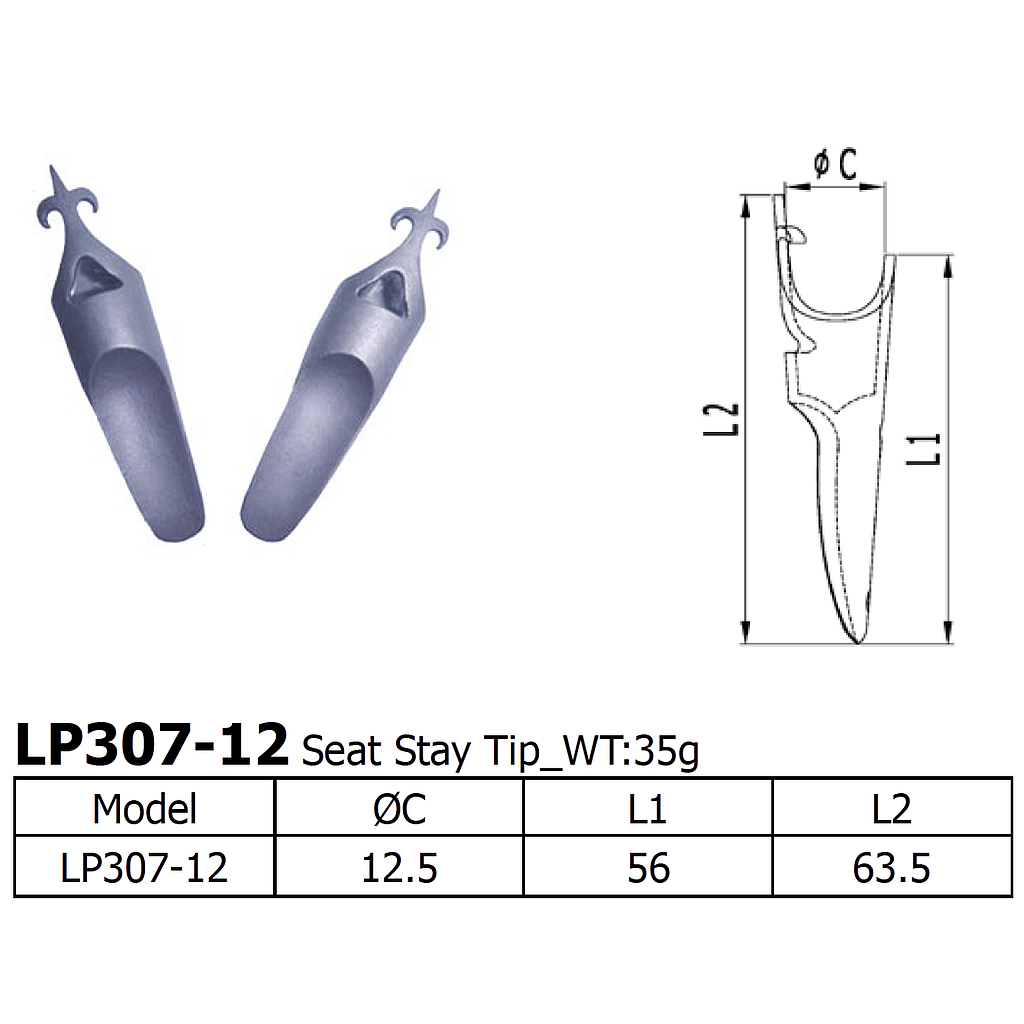 Long Shen 307 Series Seat Stay Tip (LP307-12)