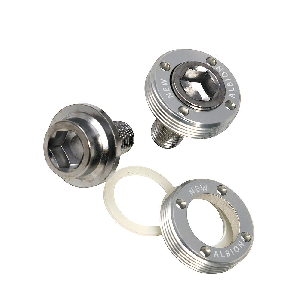 New Albion Crank Bolt Set, Alloy/CrMo, Silver