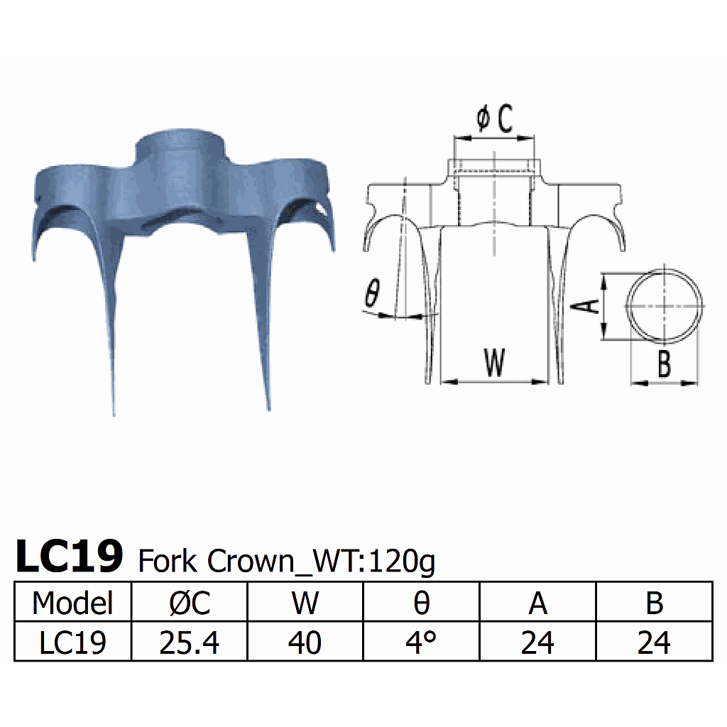 Long Shen Track Fork Crown (LC19) (25.4)