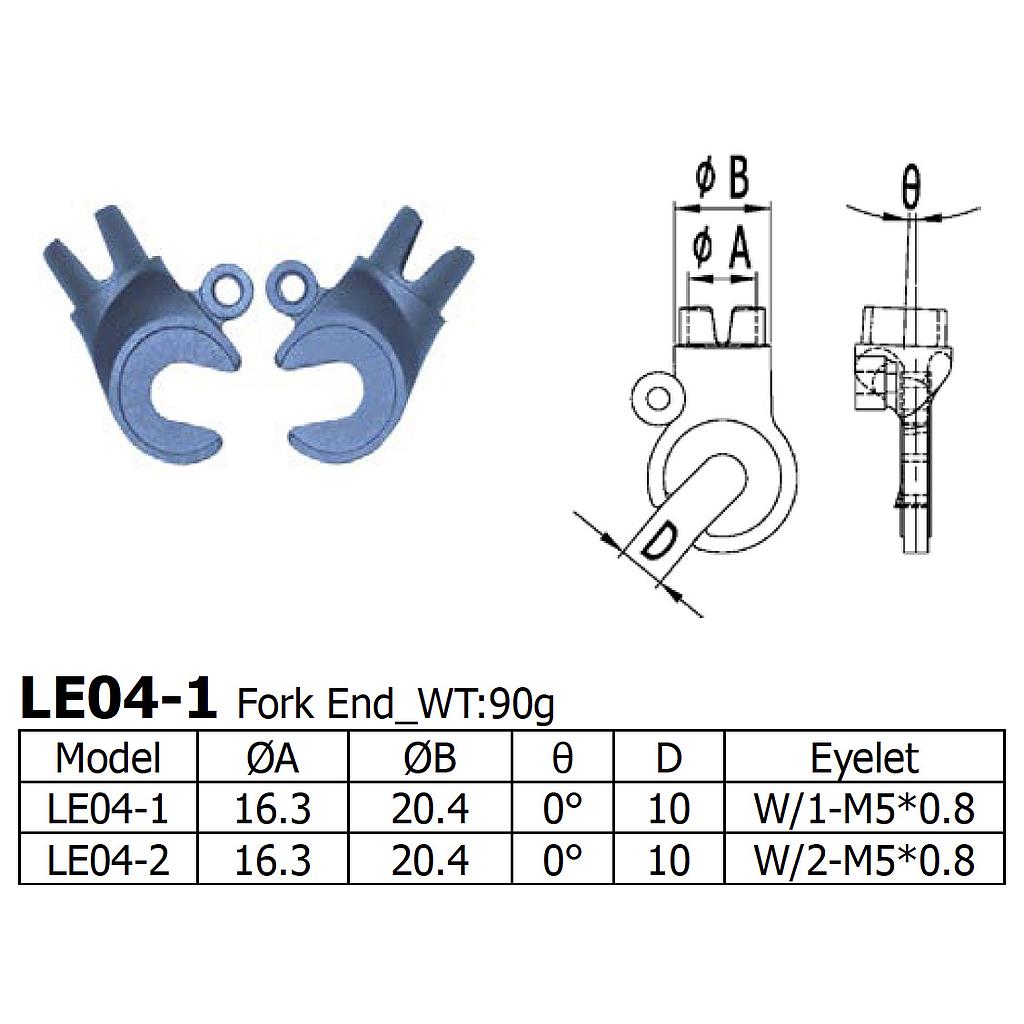 Long Shen Fork End Set, 20.4 x 16.3mm, TWO eyelets (LE04-2)