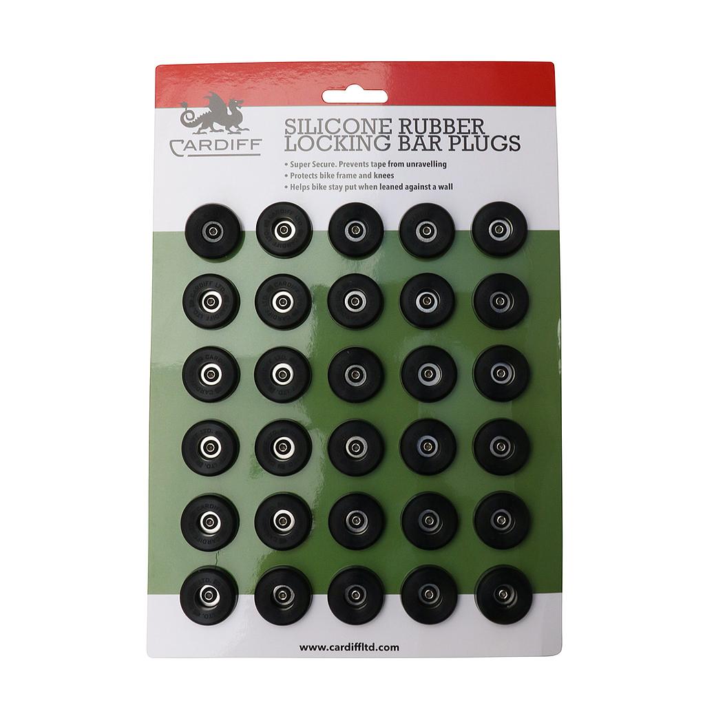 Cardiff Silicone Bar Plugs 20-22mm POP Card, 30/Black