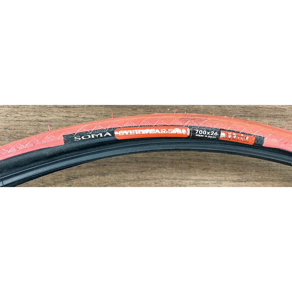 Soma Tire Everwear 700X26C Steel Blackwall with Red tread