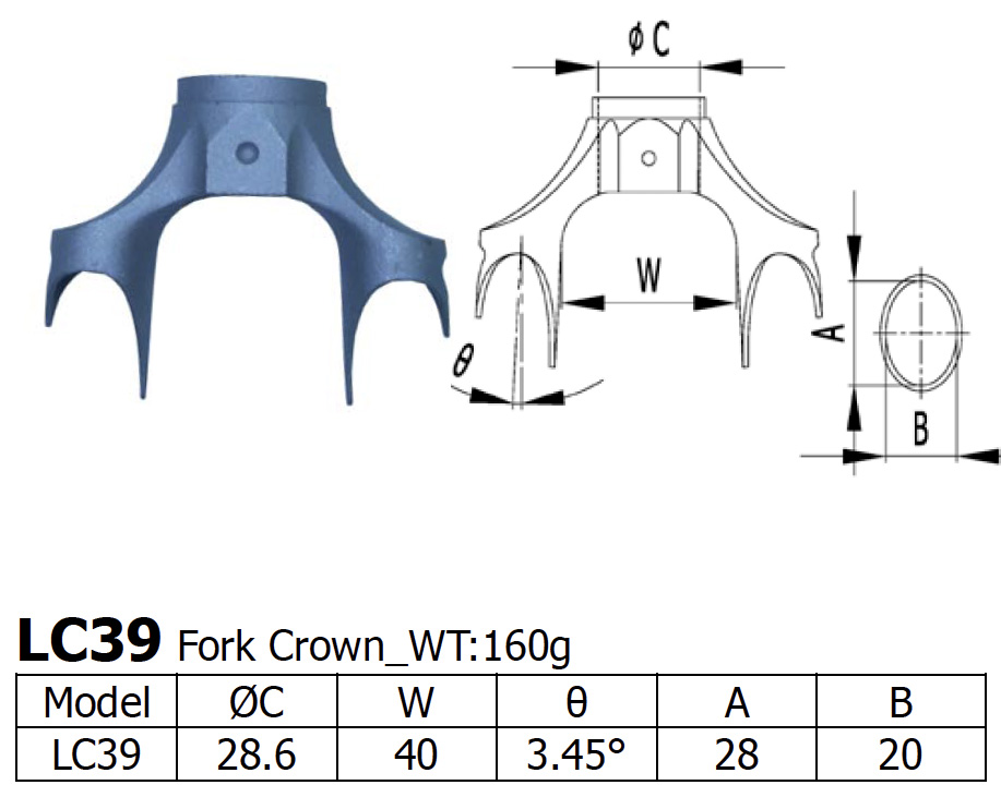 Long Shen Fork Crown LC39, 28.6