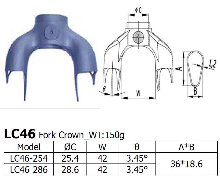 Long Shen Fork Crown LC46-25.4 Aero