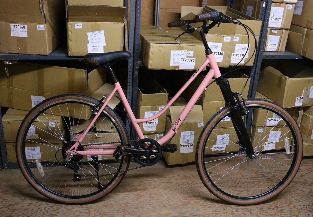 Complete Café Bike 7sp Pink w/Suspension Fork