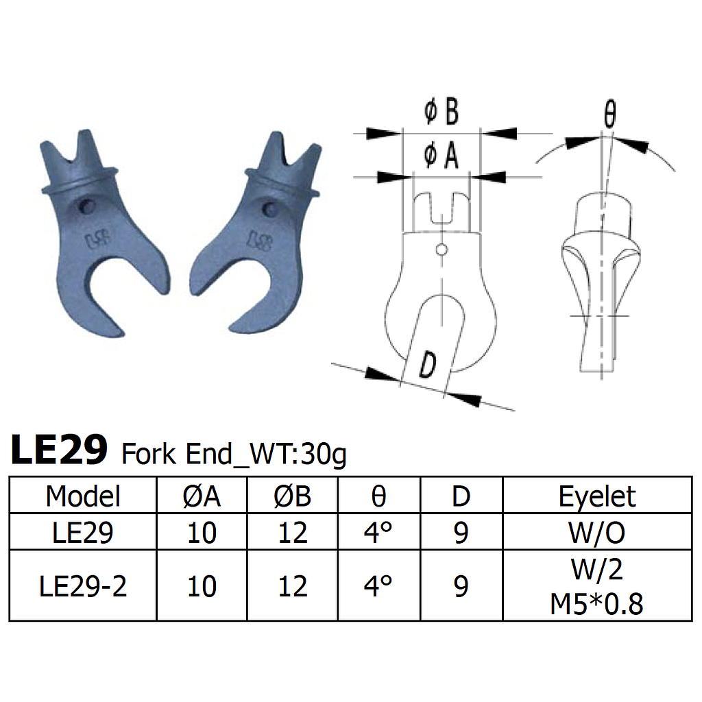 [LS-LE-29] Long Shen Fork End Set (LE29)