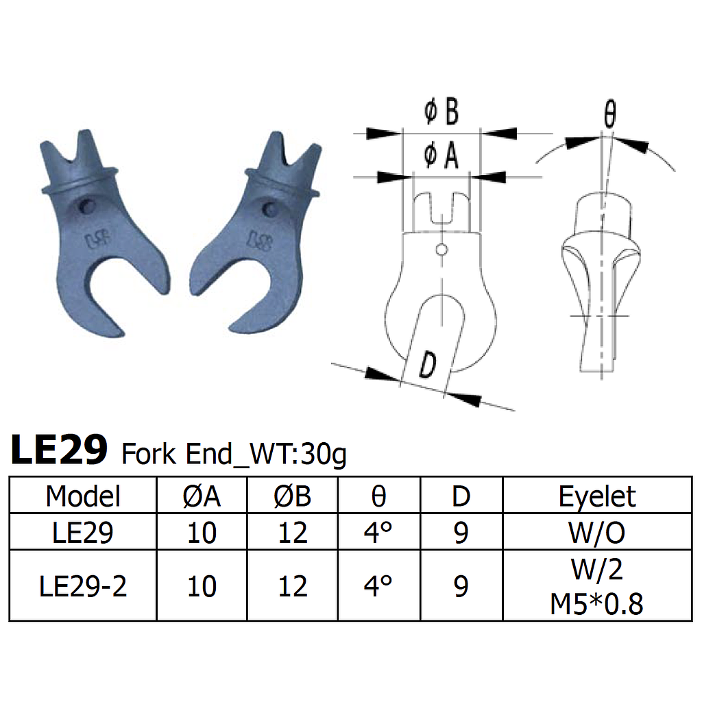 [LS-LE-29] Long Shen Fork Ends (L/R Set) (LE29)