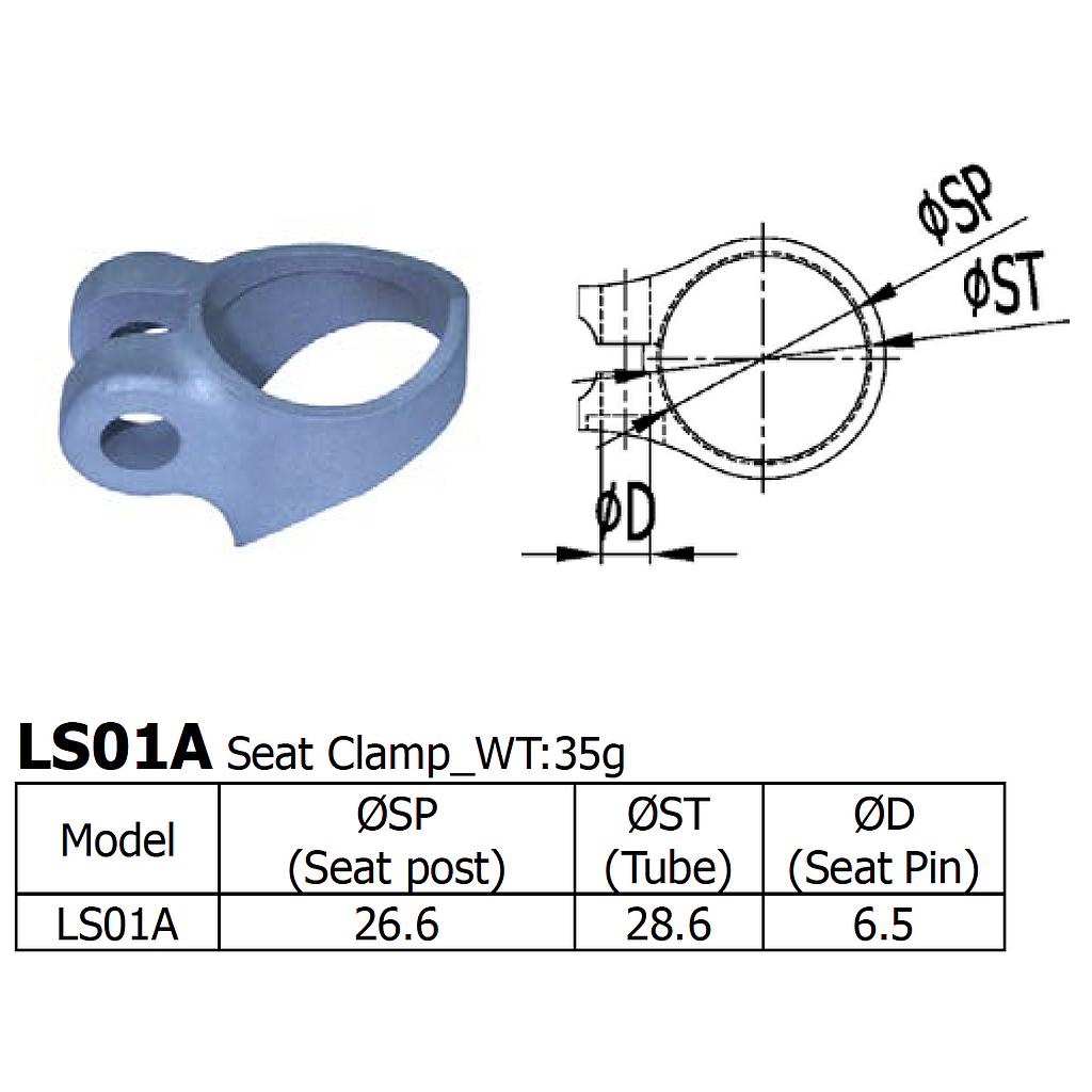 [LS-LS-01-A] Long Shen Lug Seat Clamp (28.6mm)(LS01A)