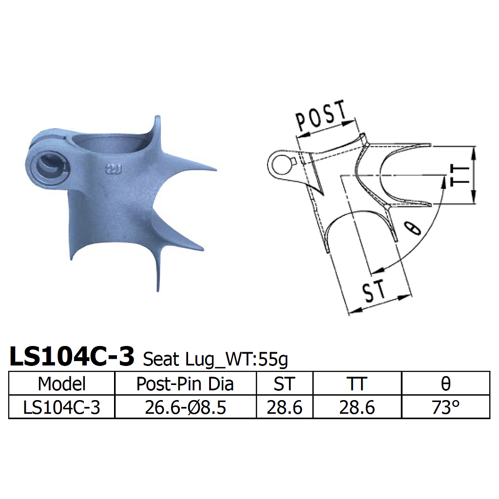 [LS-LS-104-C-3] Long Shen 104 Series Seat Lug (28.6/28.6) (LS104C-3)
