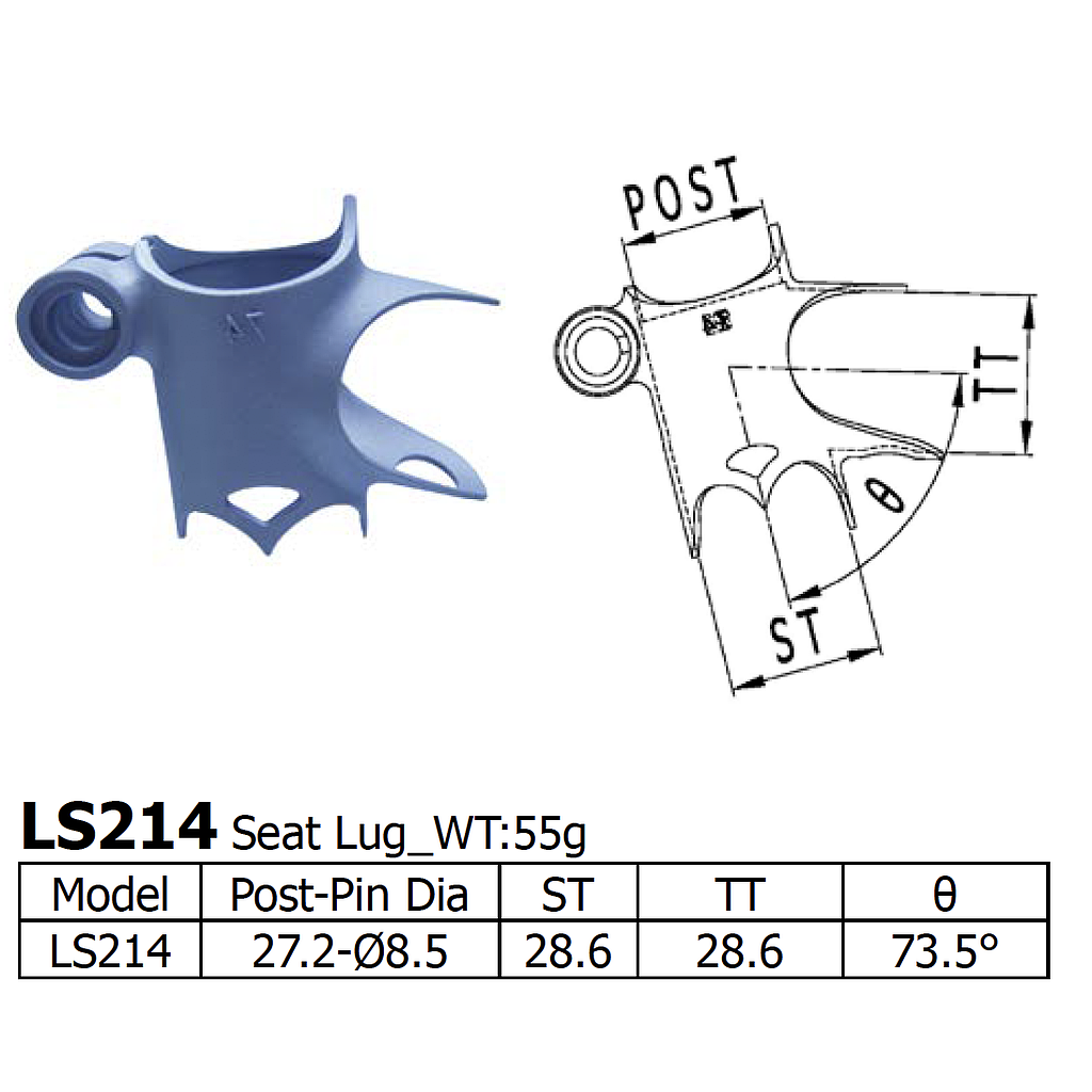 [LS-LS-214] Long Shen 214 Series Seat Lug (28.6/28.6) (LS214)