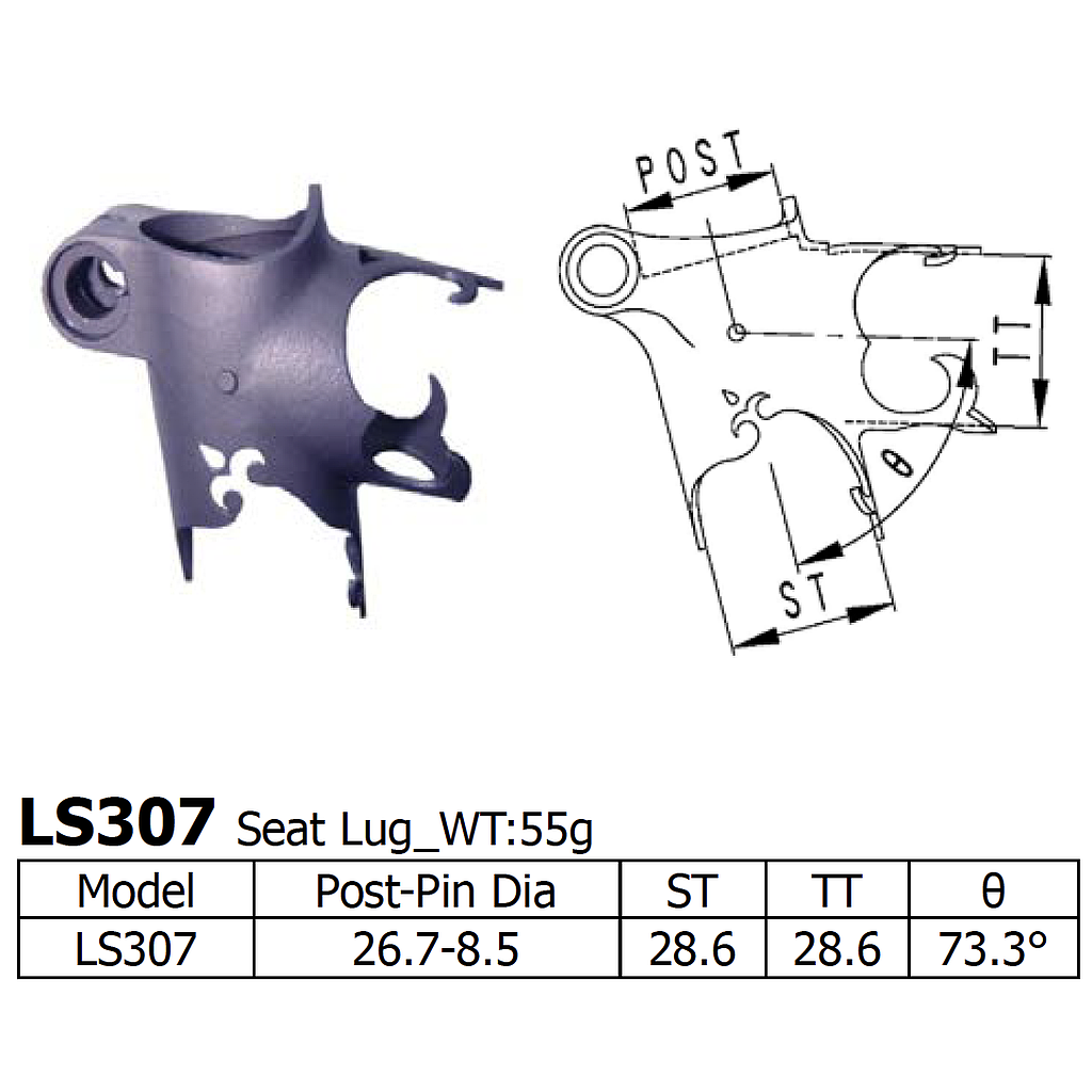 [LS-LS-307] Long Shen 307 Series Seat Lug (28.6/28.6) (LS307)