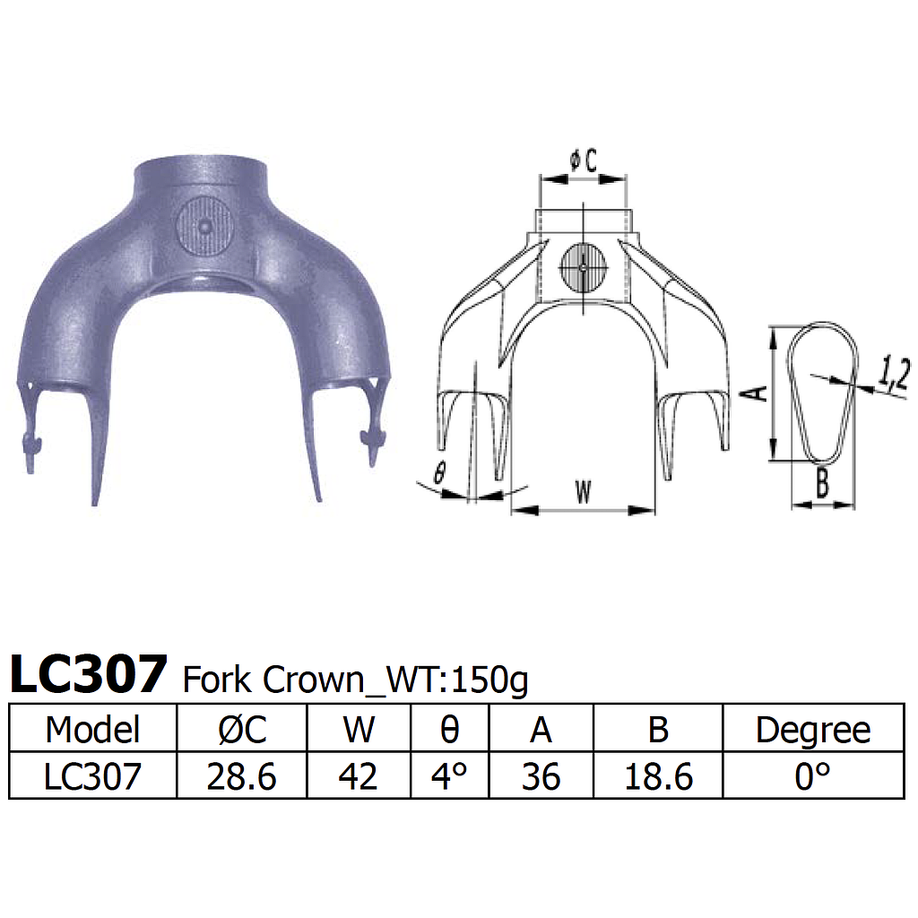 [LS-LC-307] Long Shen 307 Series Fork Crown (LC307) (28.6)