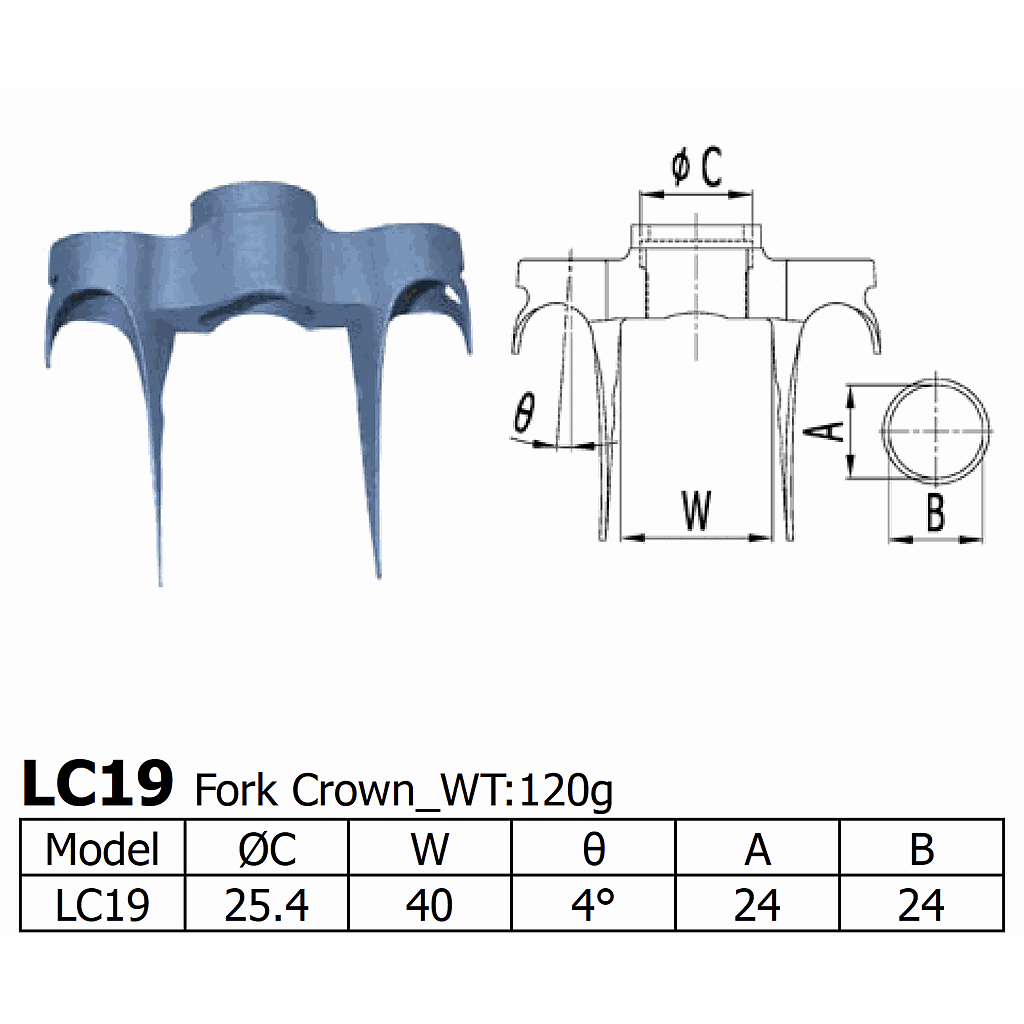 [LS-LC-19] Long Shen Track Fork Crown (LC19) (25.4)