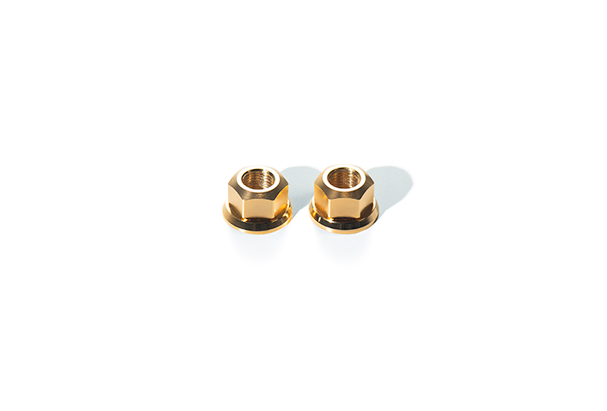 [991008] Runwell Elite Hub Axle Nuts Gold M9 Pair