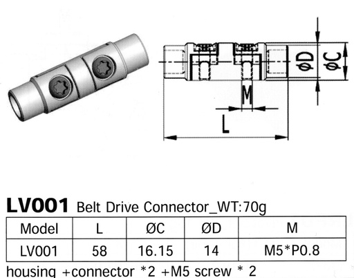 [LS-LV-001] Long Shen Connector for Belt-Drive LV001